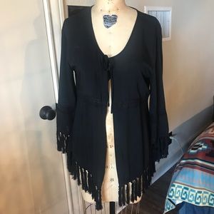 Black front tie top